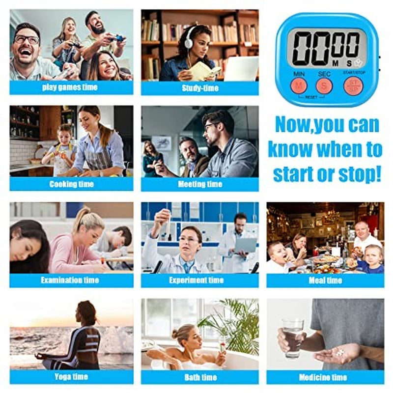 6-Pack Multi-Function Electronic Timer – Magnetic Digital Timers with Large LCD Display