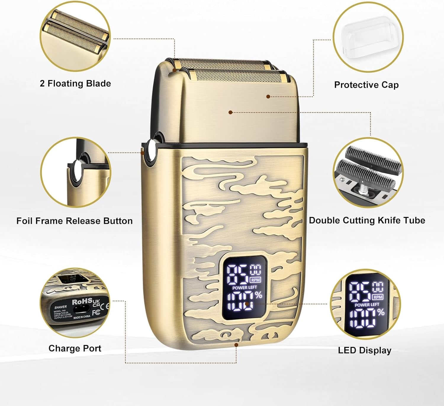 Electric Razor, Double Foil, Foil Shavers for Men,Electric Shavers for Men,Cordless Barber Shaver Beard Trimmer
