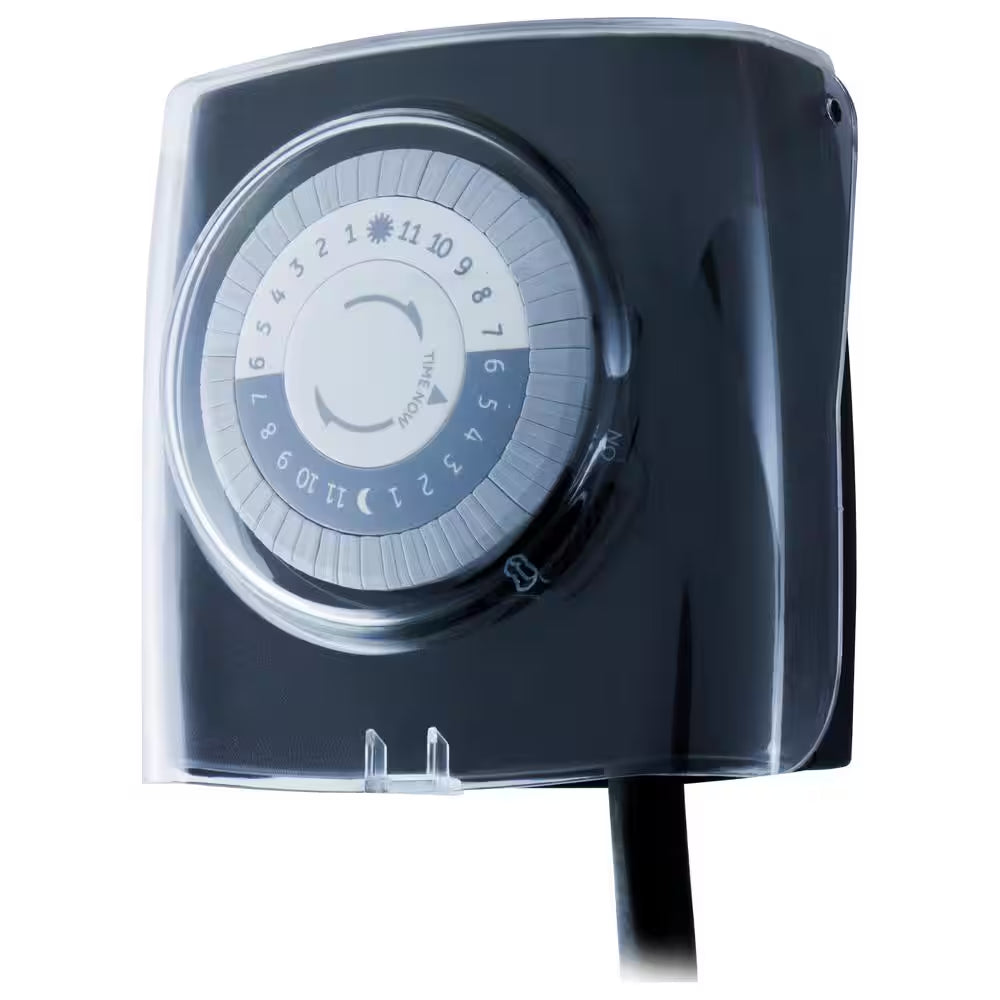 15 Amp 24-Hour Outdoor Plug-In Mechanical Timer Extreme Weather-Resistant | Reliable Daily Automation