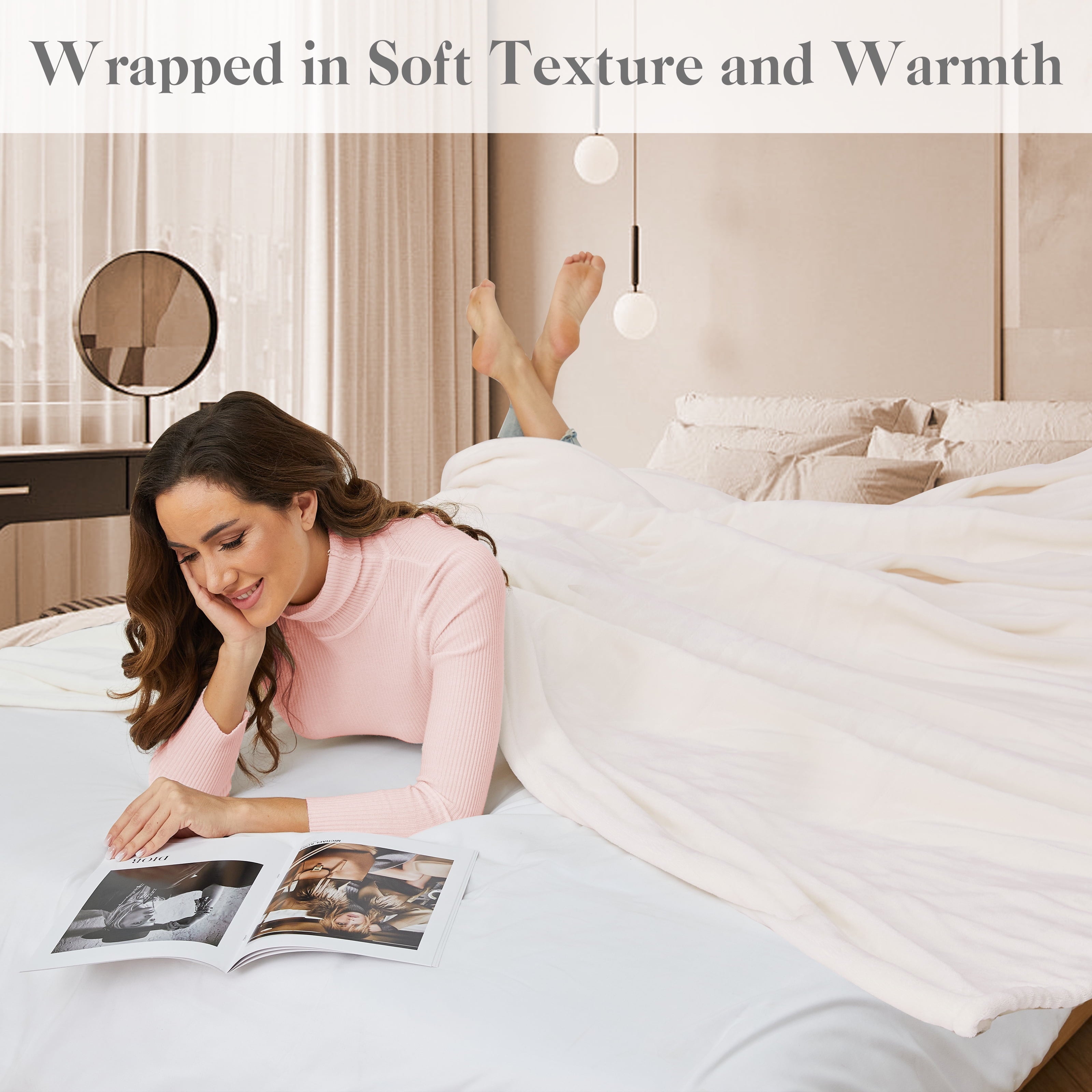 Full-Size Electric Blanket 72" x 84" – Soft Flannel Heated Blanket with 4 Fast Heating Levels & 10-Hour Auto-Off – White