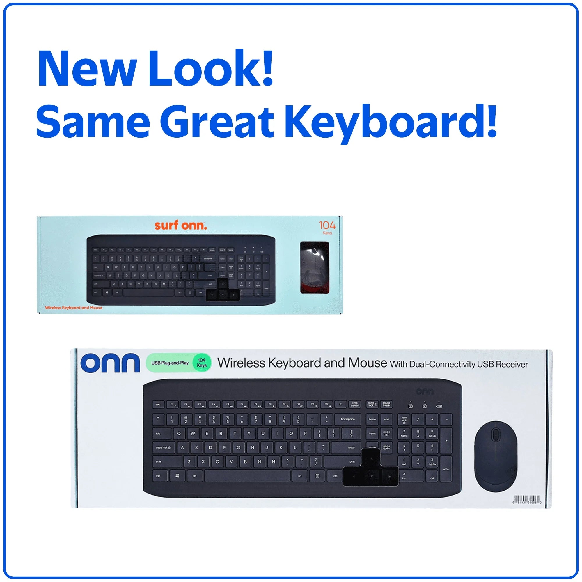Wireless Keyboard & Mouse Combo – 104 Keys, USB Nano Receiver, Greystone