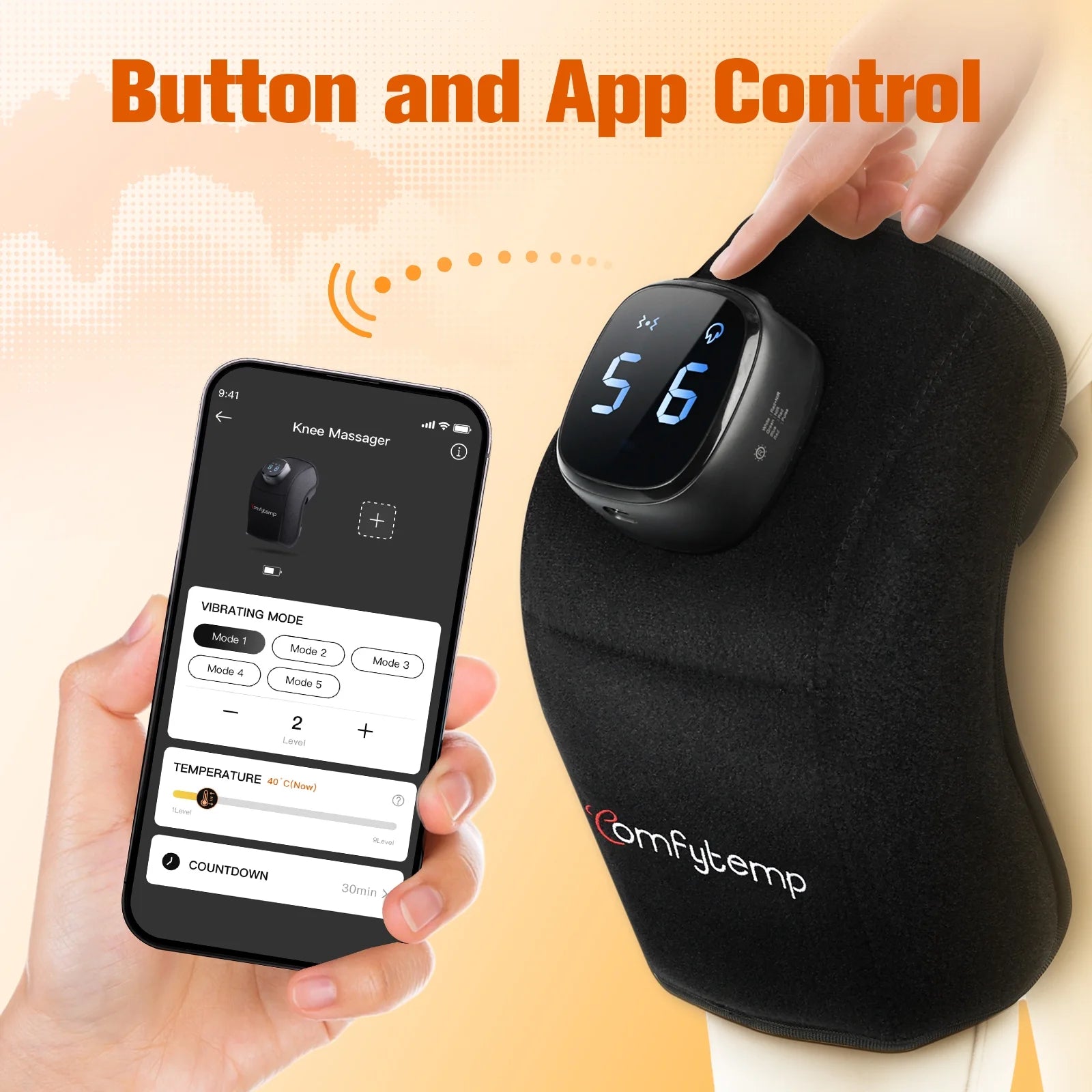 Cordless Knee Massager with Heat and APP Control