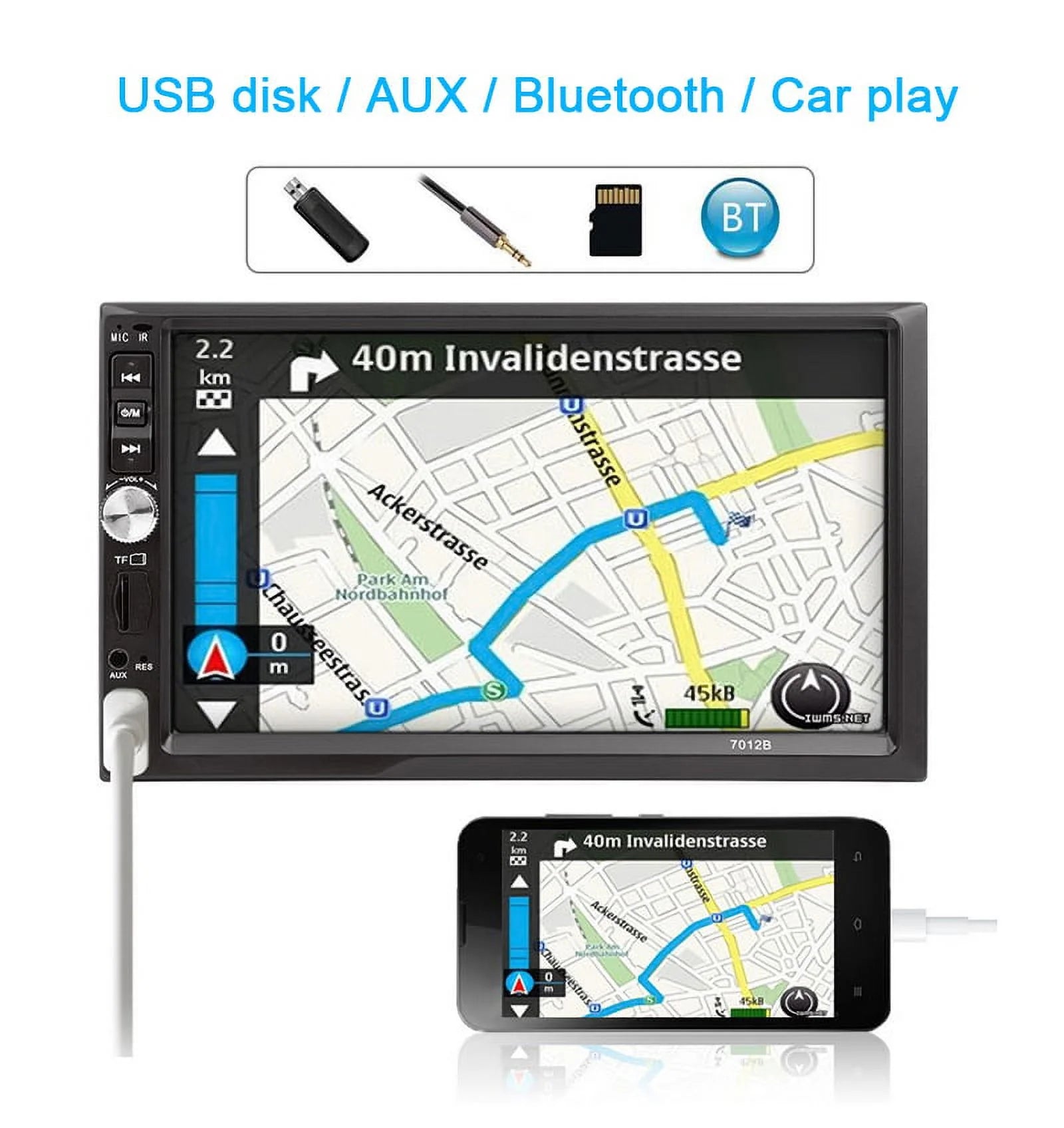 Double Din Car Stereo with 7-Inch HD Touch Screen Multimedia Car Radio Player | Bluetooth | FM | USB | AUX | Rear Camera Input | Mirror Link | Car Audio Entertainment System