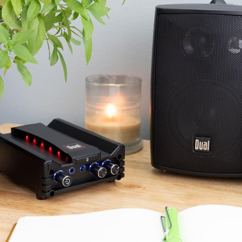 LU43PB 3-Way Indoor/Outdoor Speakers with Deep Bass + DBTMA100 Bluetooth Stereo Amplifier – High-Performance Audio System