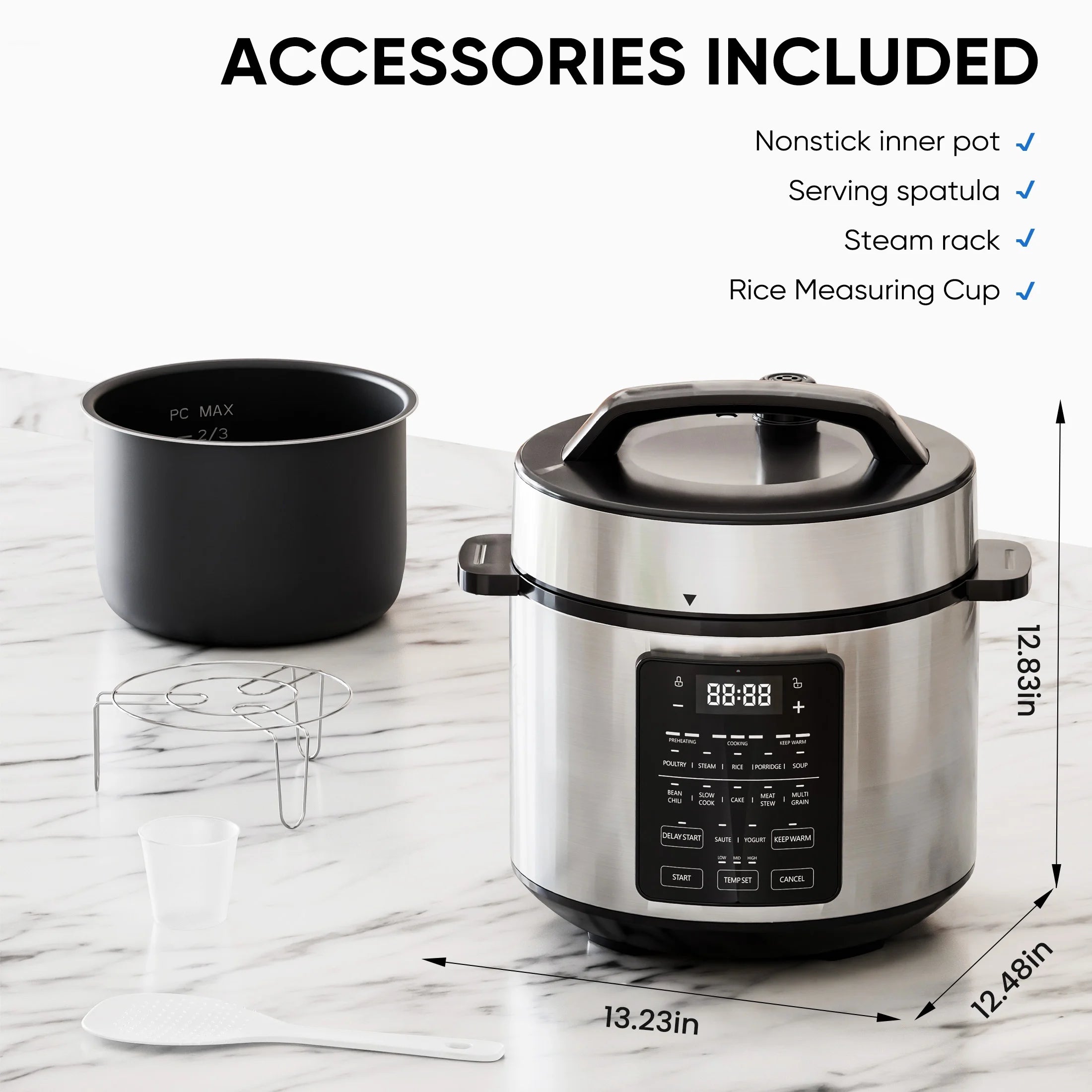 Instant Cooker 6 Quart 7-in-1 Electric Pressure Cooker – Multi-Function Stainless Steel Pot for Fast, Easy Meals