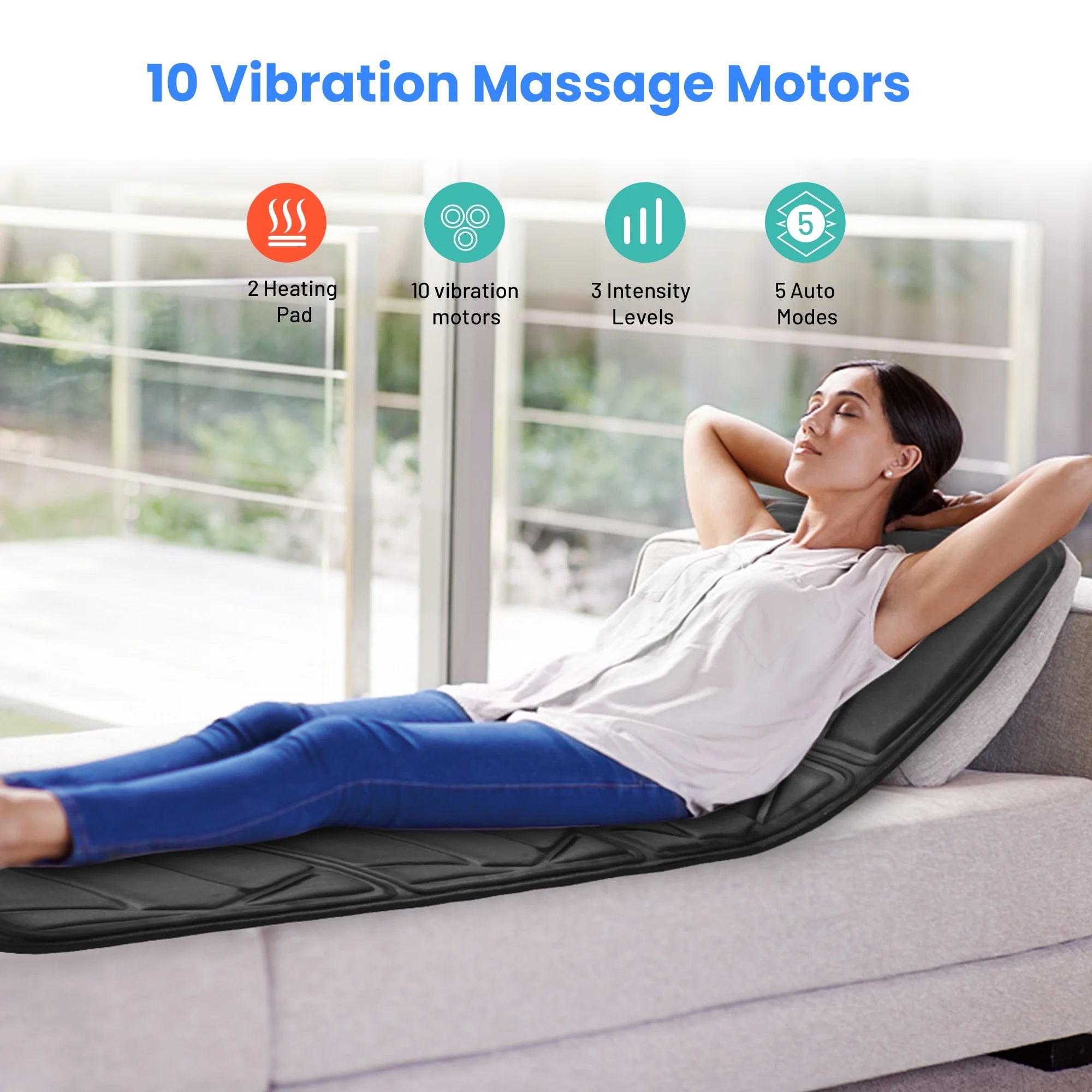 Full Body Massage Mat with Heat – Electric Vibration Massage Pad for Back, Neck, and Legs – Heated Massage Mattress for Pain Relief & Relaxation, Great Gift for Men & Women