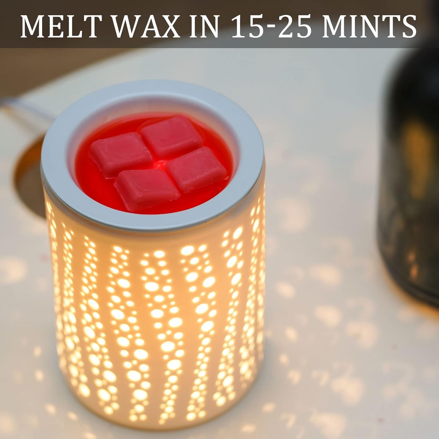 Ceramic Electric Wax Melt Warmer – Fragrance Oil Burner with 2 Bulbs, Gift Box Packaging – Aromatherapy Candle Warmer for Home, Office & Bedroom Decor