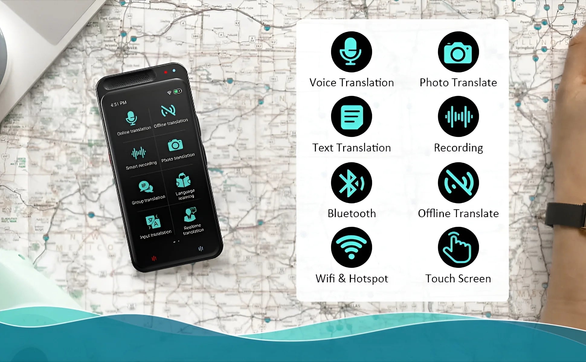 Language Translator Device – Two-Way Smart Voice & Photo Translator, Real-Time Online/Offline Translation for Travel, Business & Learning (Black)