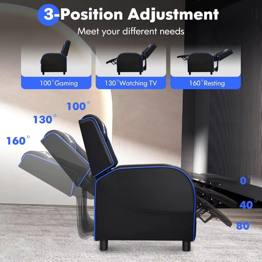 🎮 Gaming Recliner Massage Chair with Adjustable Footrest, Remote Control & Side Pocket – Ergonomic Racing-Style Lounge Chair for Ultimate Comfort