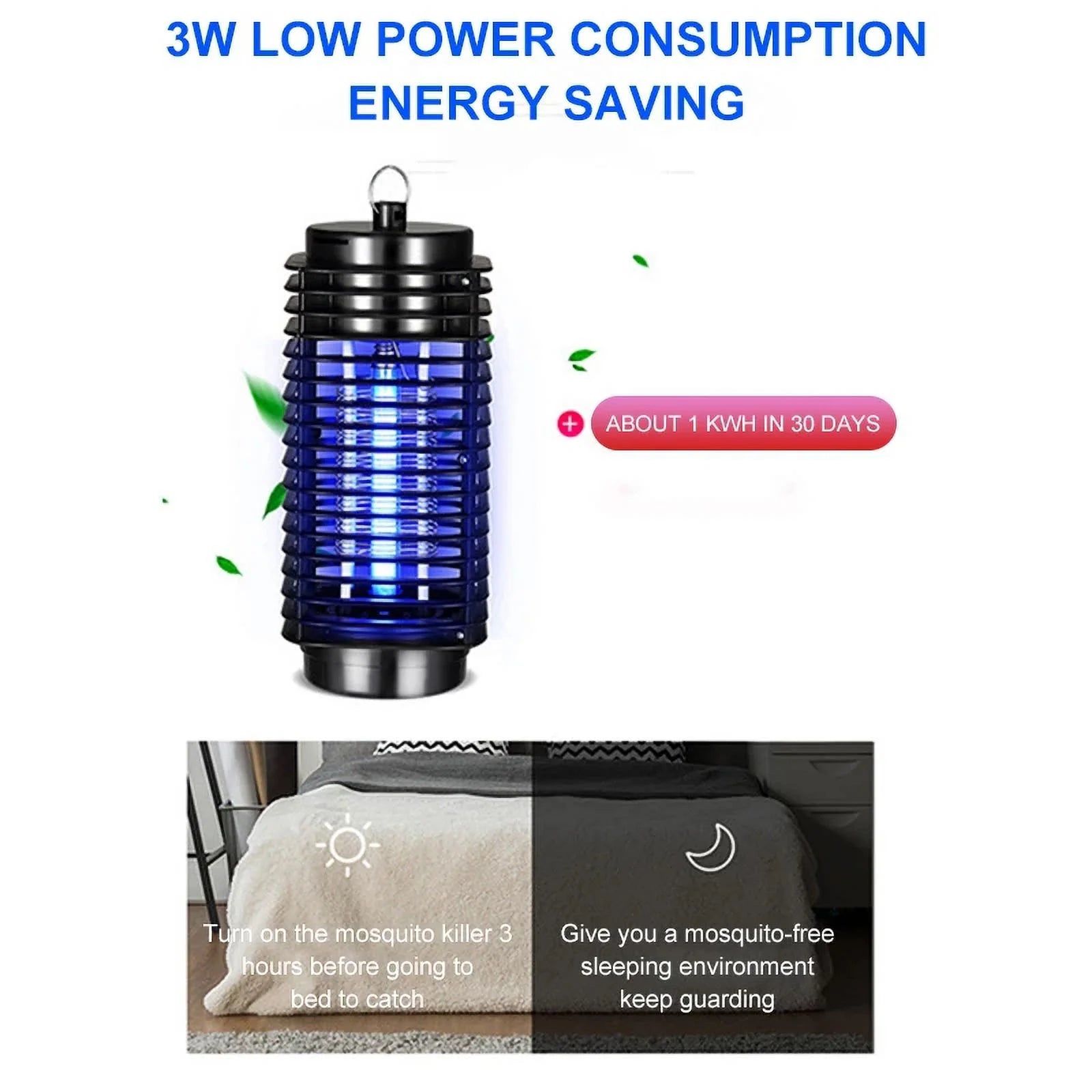 4000V Electric Mosquito Killer Zapper – LED Light Insect Trap Lamp for Flies, Bugs, and Pest Control Indoors & Outdoors