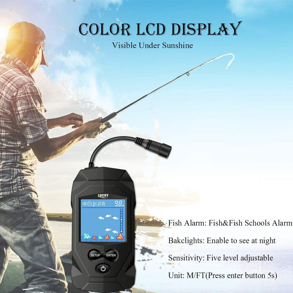 Portable Fish Finder Kit with Wired Transducer – LCD Depth Finder for Kayak, Boat & Ice Fishing