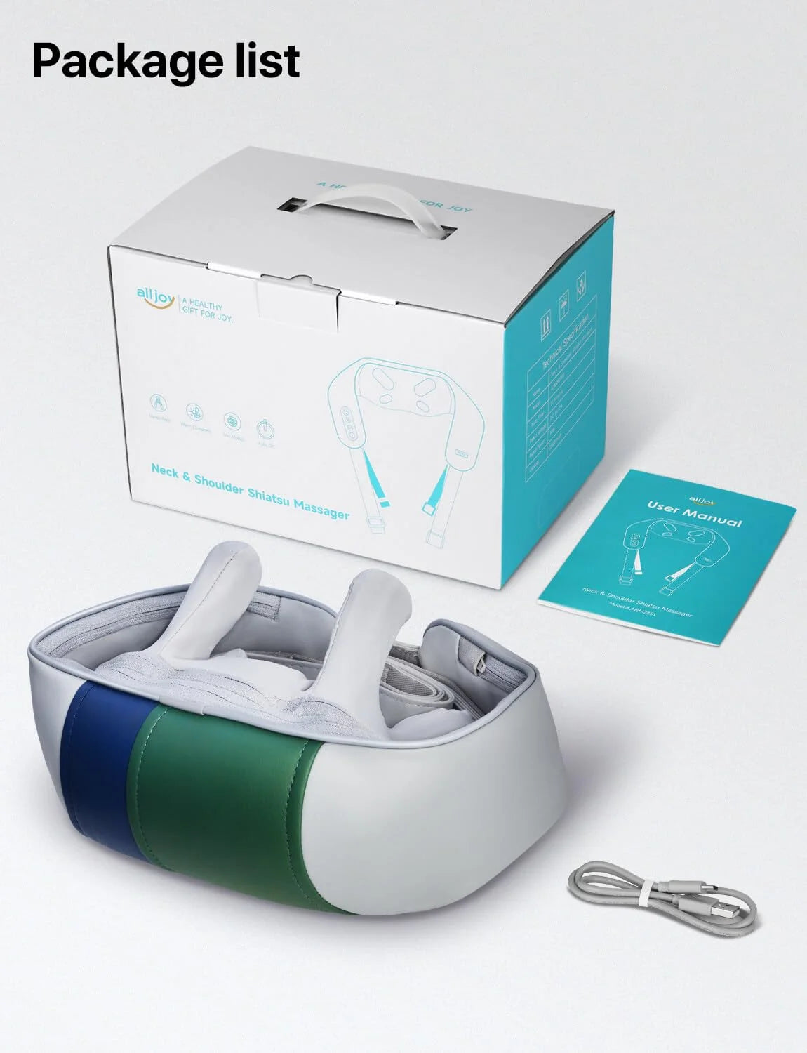 Cordless 4D Shiatsu Neck and Shoulder Massager with Heat – Deep Tissue Kneading Massage for Neck, Back, Legs – Rechargeable, Portable Gift for Men, Women, Mom & Dad