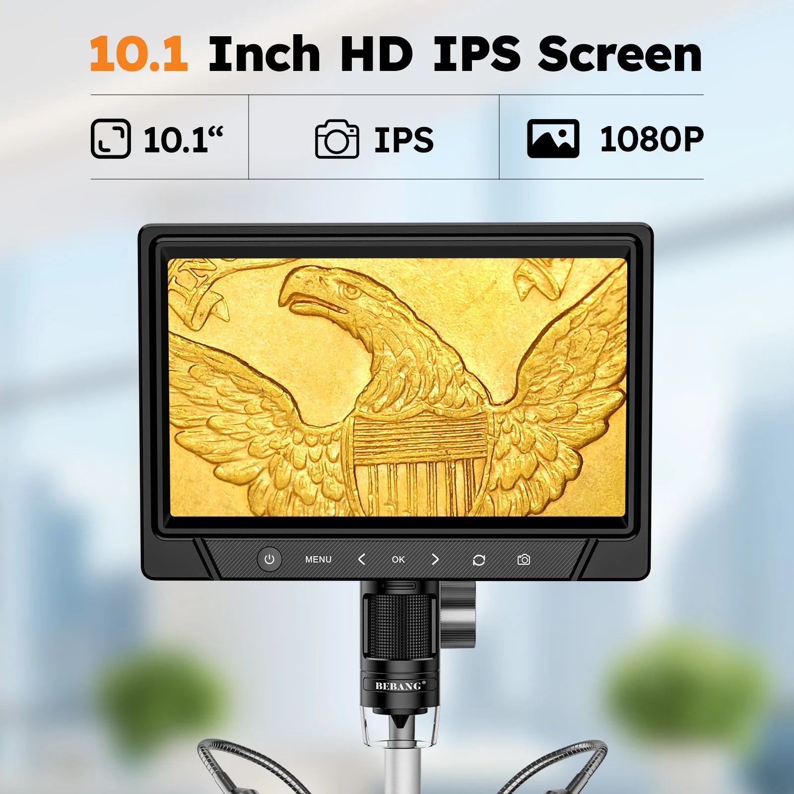 🔬 BEBANG 10.1" LCD Digital Microscope – 1200X Magnification with 12MP Camera, Dual LED Lighting, 1080P Imaging, Remote Control, and 32GB SD Card