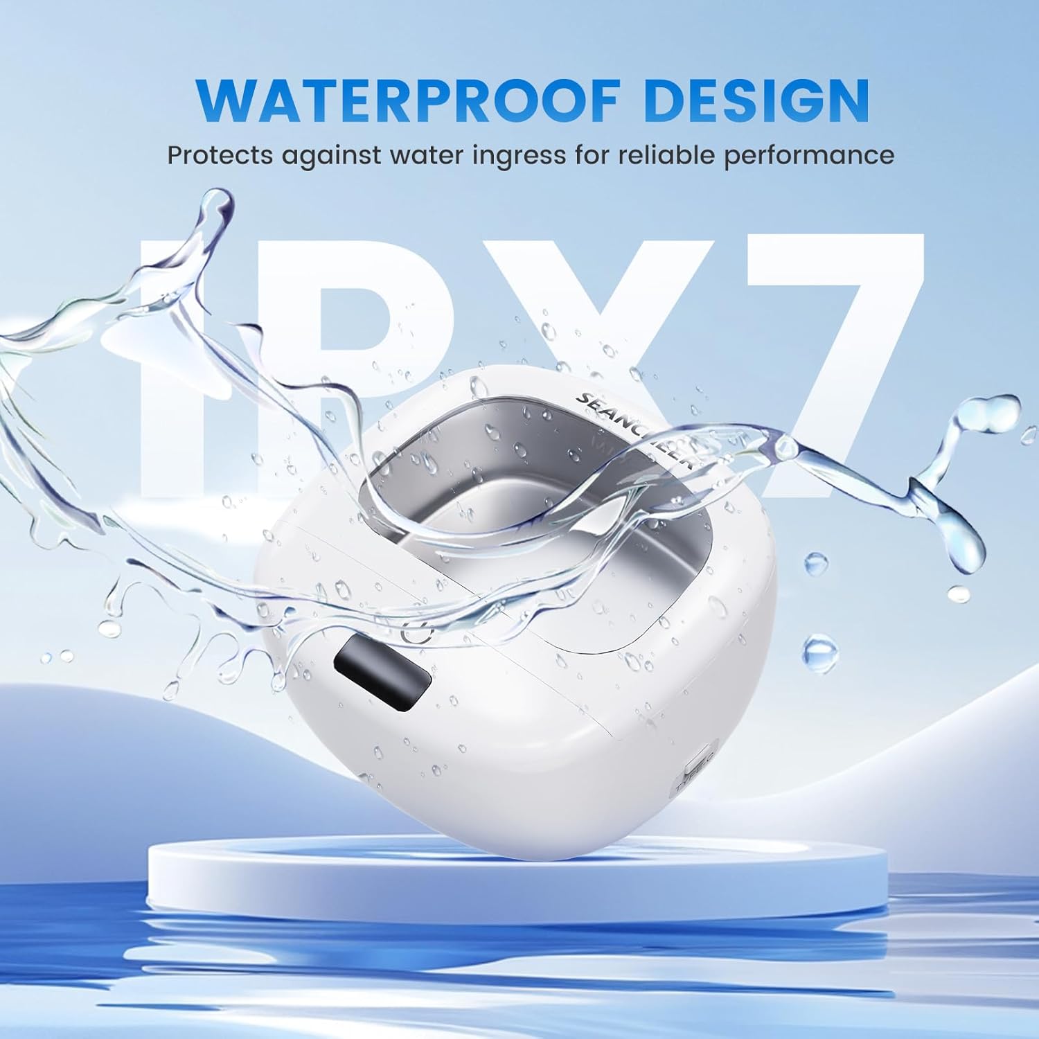 Rechargeable Ultrasonic Retainer Cleaner Machine – Cordless, IPX7 Waterproof, 2 Cleaning Modes with Digital Timer – 120ML Portable Cleaner for Dentures, Aligners, Night Guards, Mouth Guards, Jewelry (White)