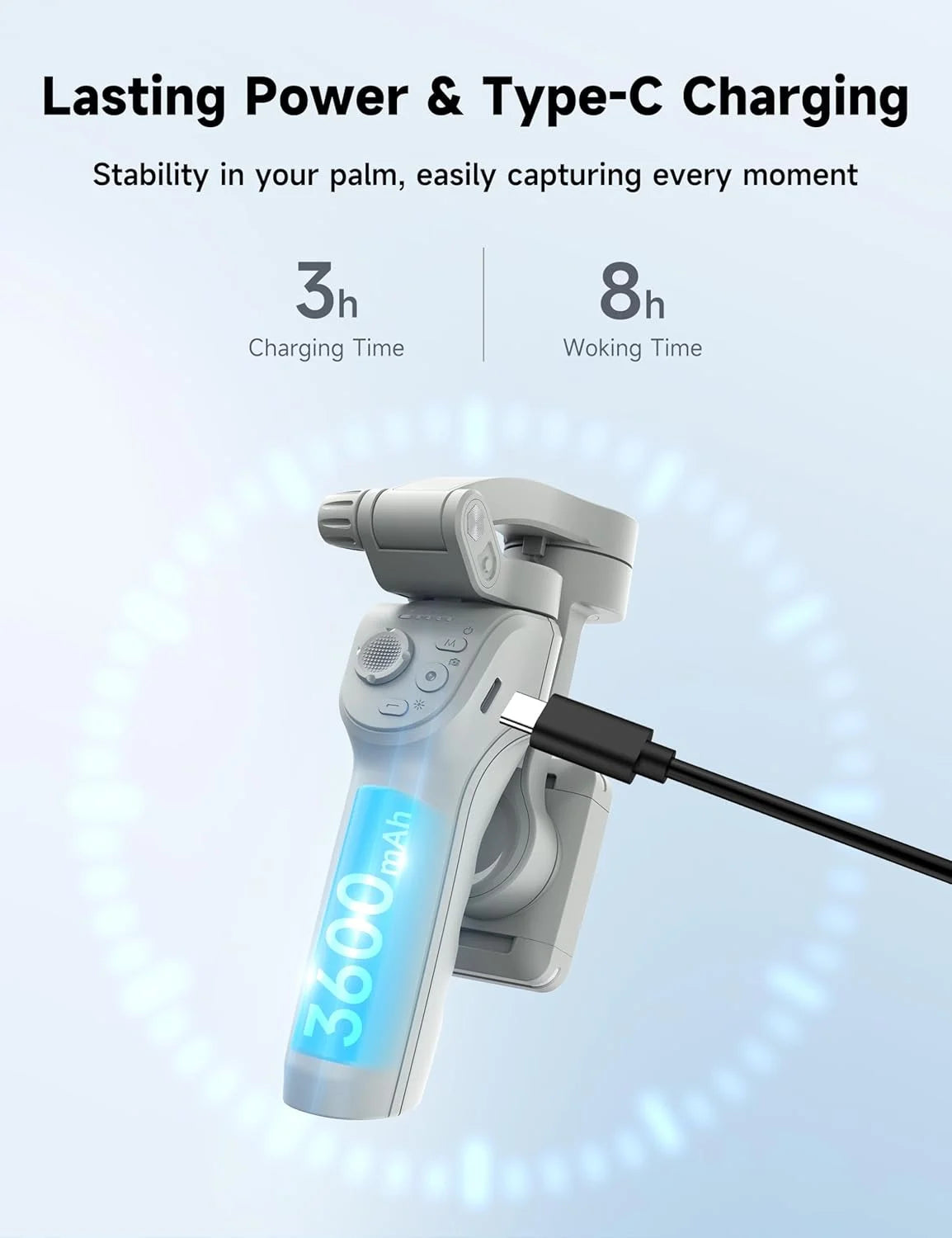 🎥 Smartphone Gimbal Stabilizer – 3-Axis Handheld Camera Gimbal for iPhone & Android Face & Object Tracking | Anti-Shake | Portable & Foldable | Video Vlogging Gimbal for Creators