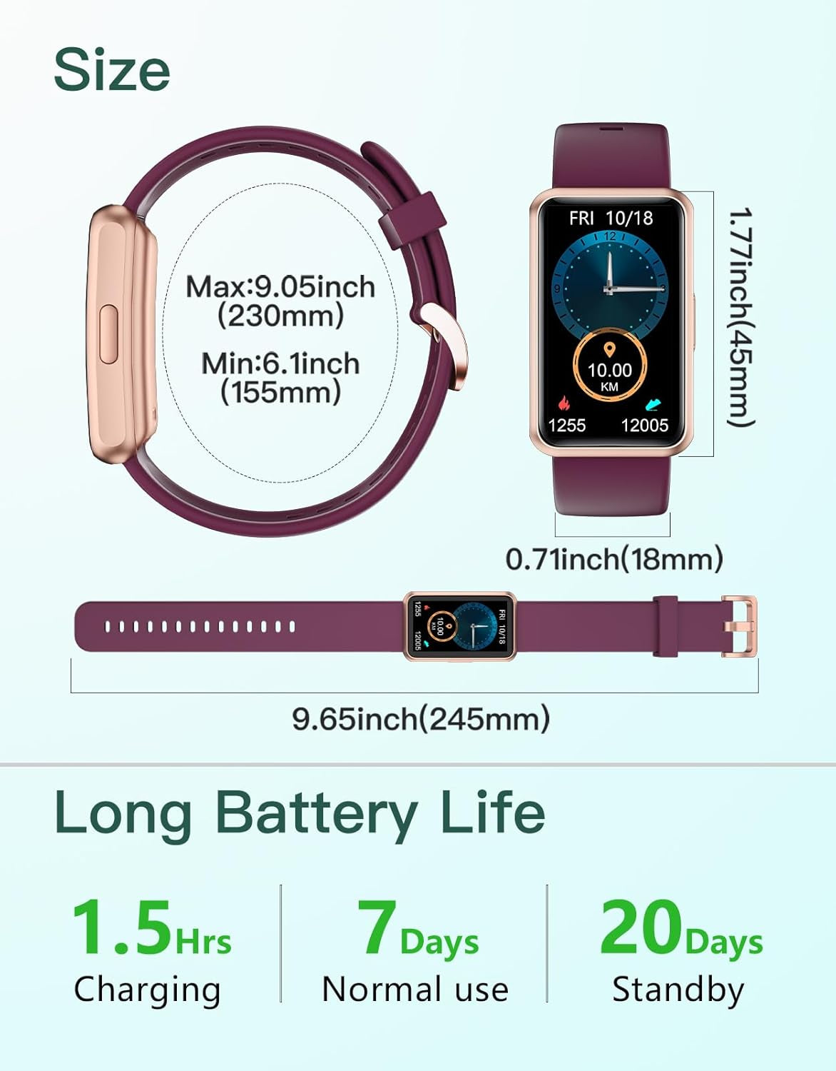 Fitness Tracker (Purple) – No Bluetooth, No App, No Phone Needed!