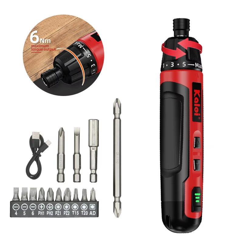 6-Speed Torque Cordless Electric Screwdriver 2000mAh Lithium Battery | 3.6V Power Tool Set | Household Maintenance & Repair