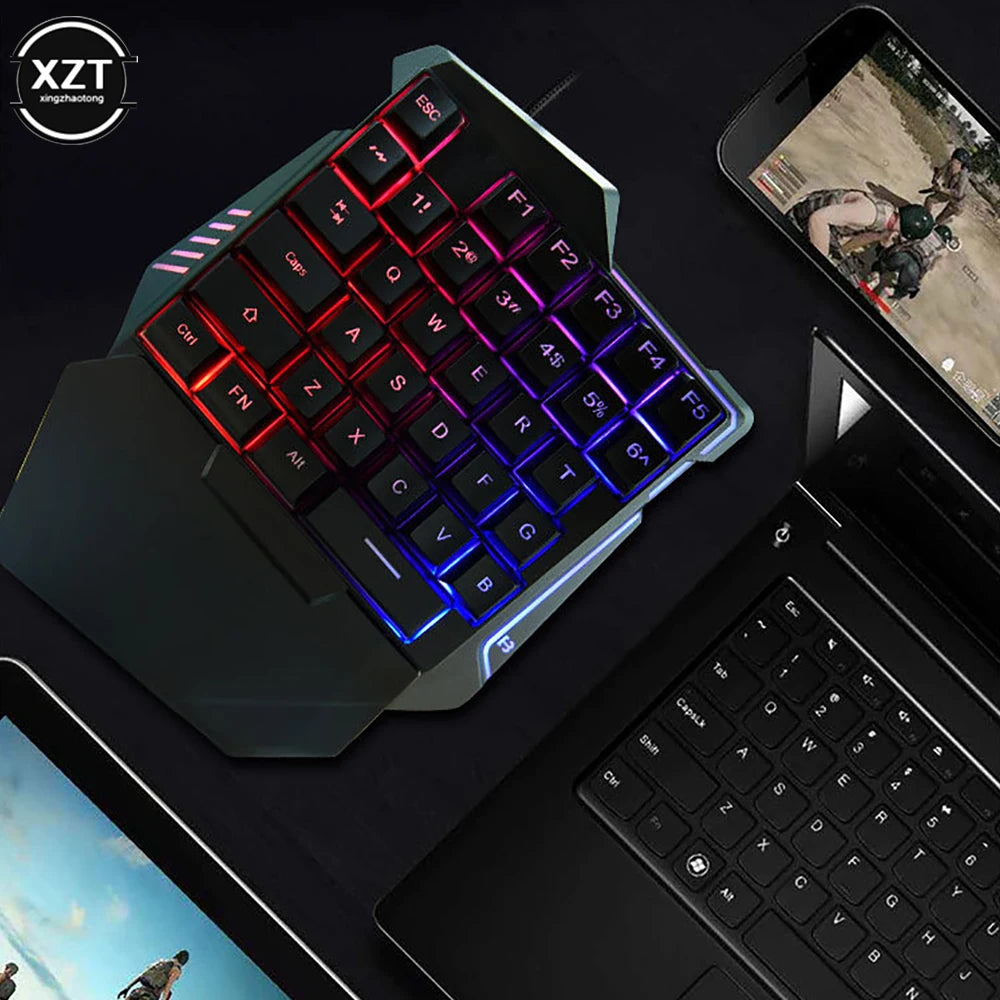 🎮 USB One-Handed Mechanical Gaming Keyboard – 35-Key Mini Ergonomic Wired Keypad for Ultimate Portable Gaming Performance