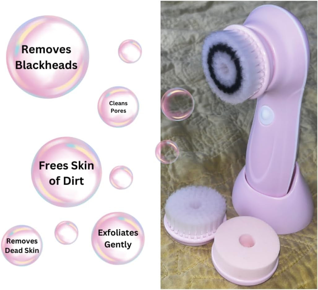 Electric Face Brush – Advanced Facial Cleansing & Massaging Tool with 3 Interchangeable Heads & 2 Speeds