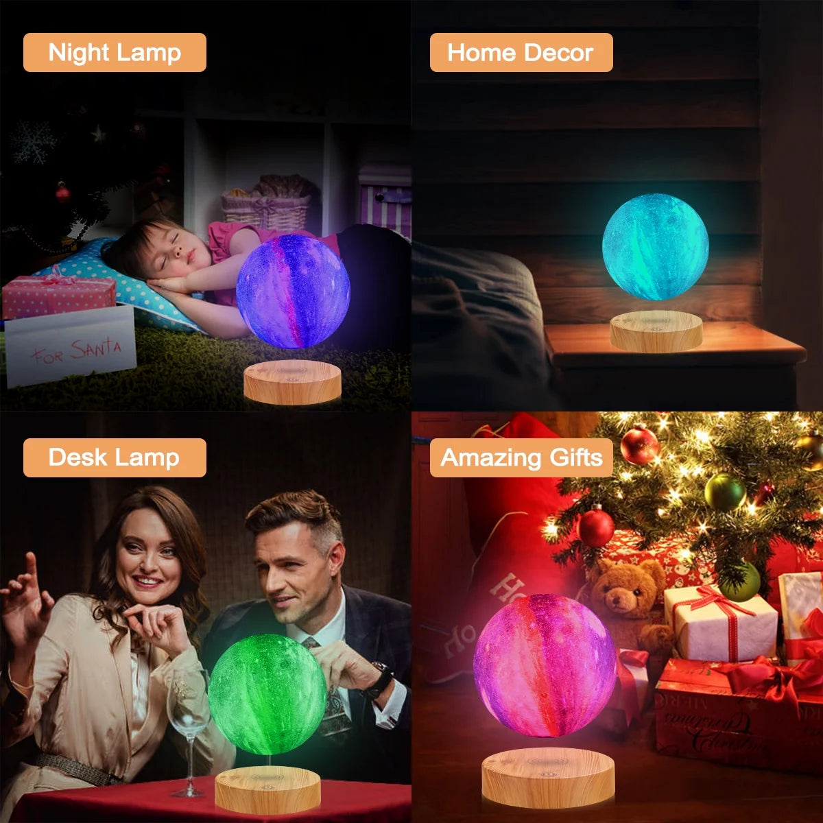 🌕 Levitating Moon Table Lamp – 16 Colors with Remote Control