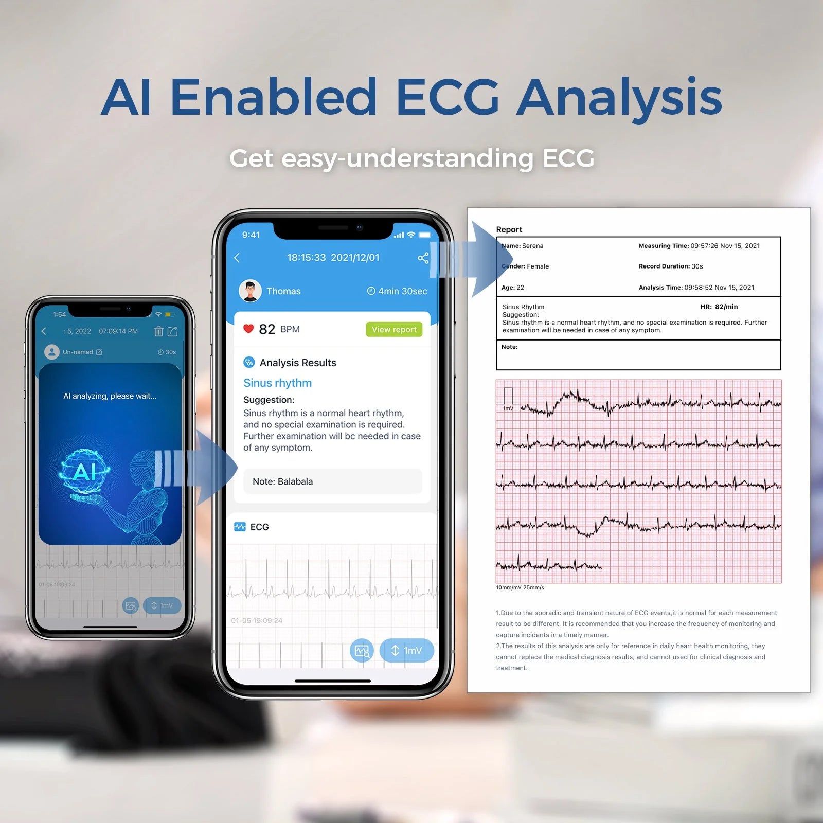 BP2 AI ECG/EKG – 2-in-1 Wireless Blood Pressure Monitor with 30-Second Fast Check