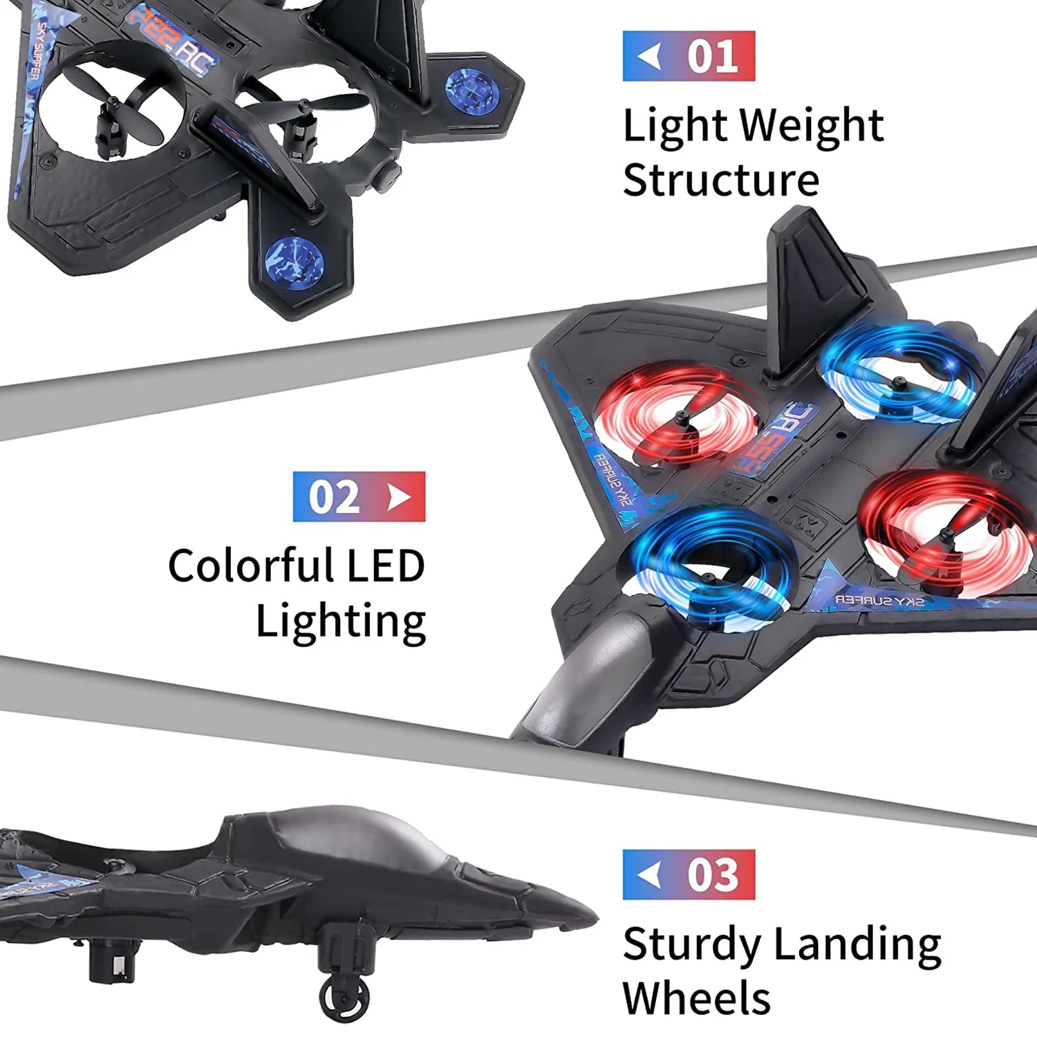 Remote Control Plane for Kids – RC Airplane Helicopter Toy Jet Drone for Boys & Adults
