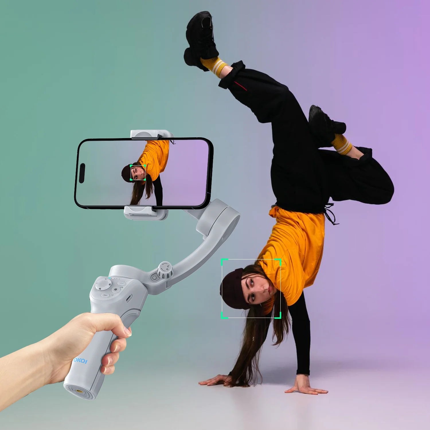 🎥 Smartphone Gimbal Stabilizer – 3-Axis Handheld Camera Gimbal for iPhone & Android Face & Object Tracking | Anti-Shake | Portable & Foldable | Video Vlogging Gimbal for Creators