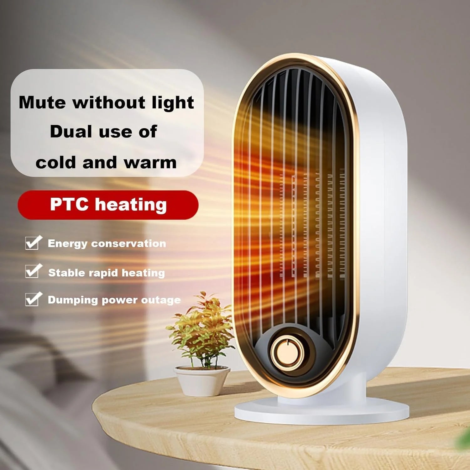 Small Electric Space Heater – 800W Fast Heating Ceramic Heater for Home, Bedroom, and Office