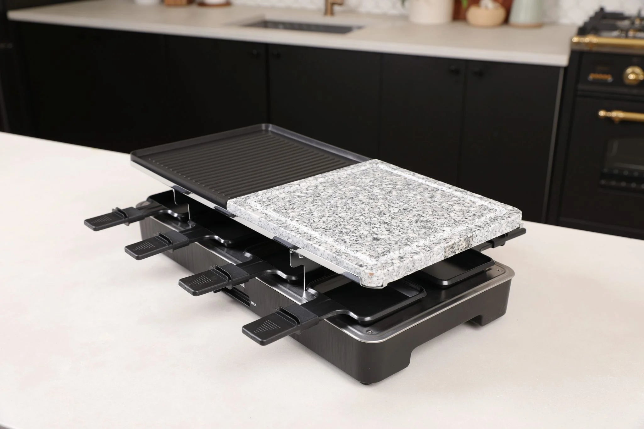 Electric Raclette Table Grill – Nonstick Grilling Plate & Cooking Stone for Indoor BBQ, Cheese Melting & Family Meals