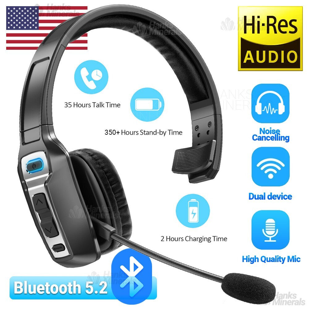 Trucker Headset Wireless Bluetooth 5.2 | AI Noise Cancelling Mic for Phones & PC Detailed Description: