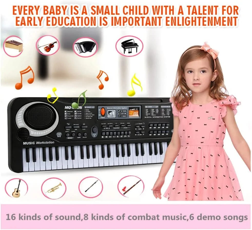 Electronic Keyboard Piano for Kids – 61 Keys Digital Music Keyboard with Microphone, Beginner-Friendly Musical Instrument