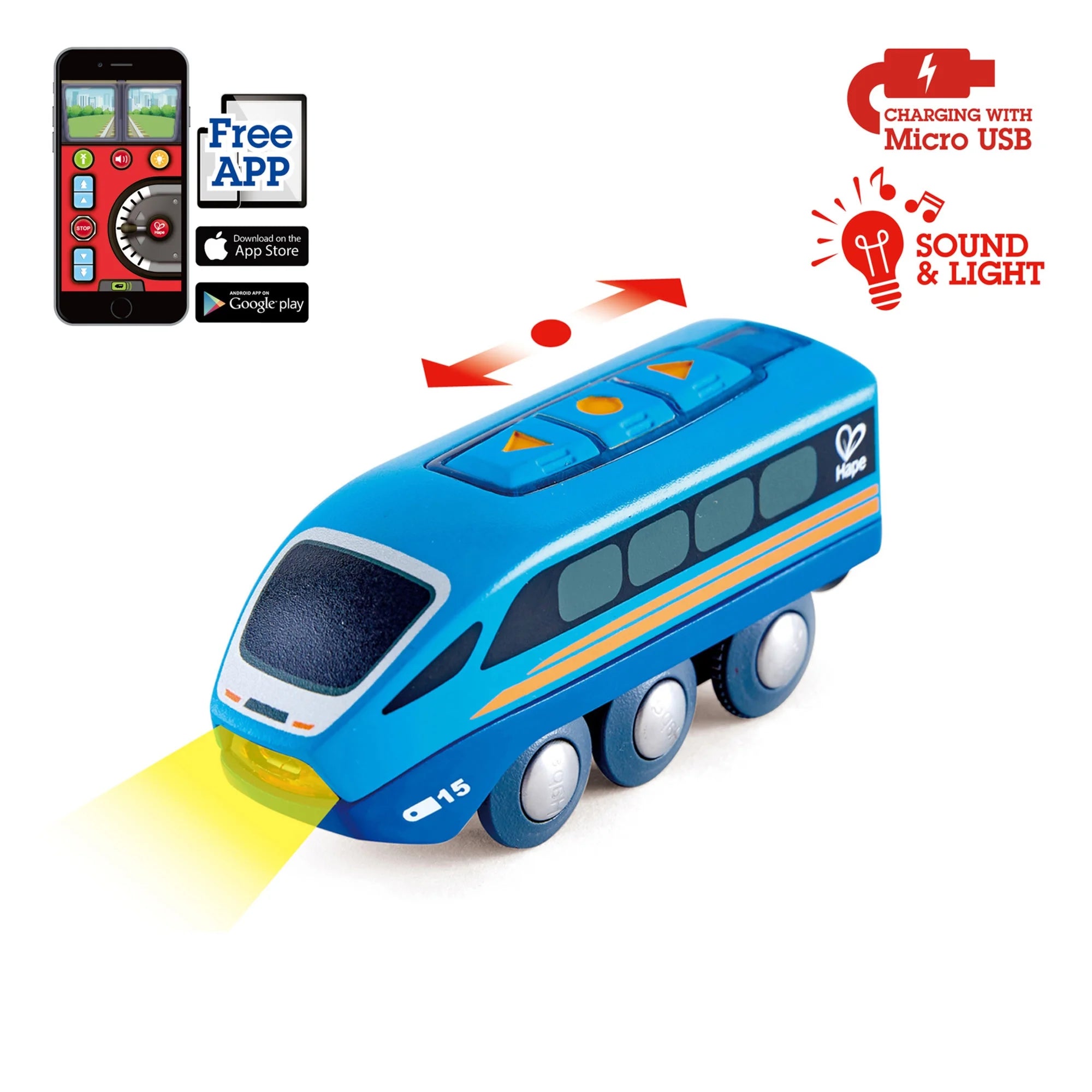 Remote Control Engine Train in Blue – Electric RC Locomotive Toy for Kids Ages 3+