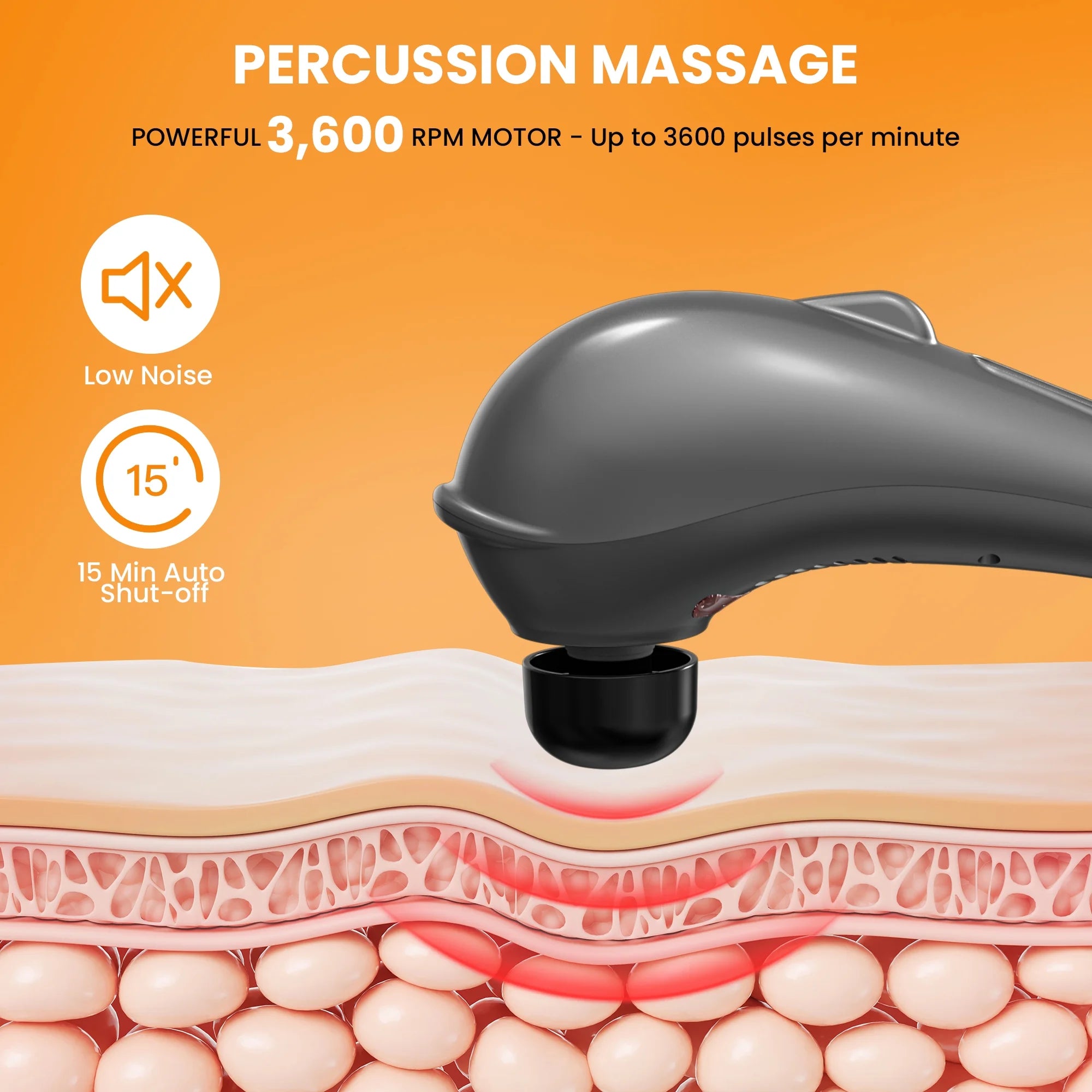 NEXPURE Handheld Deep Tissue Percussion Massager – Corded Electric Muscle Relaxer with 5 Modes, 6 Speeds & 7 Interchangeable Heads for Neck, Back, Shoulders & Legs