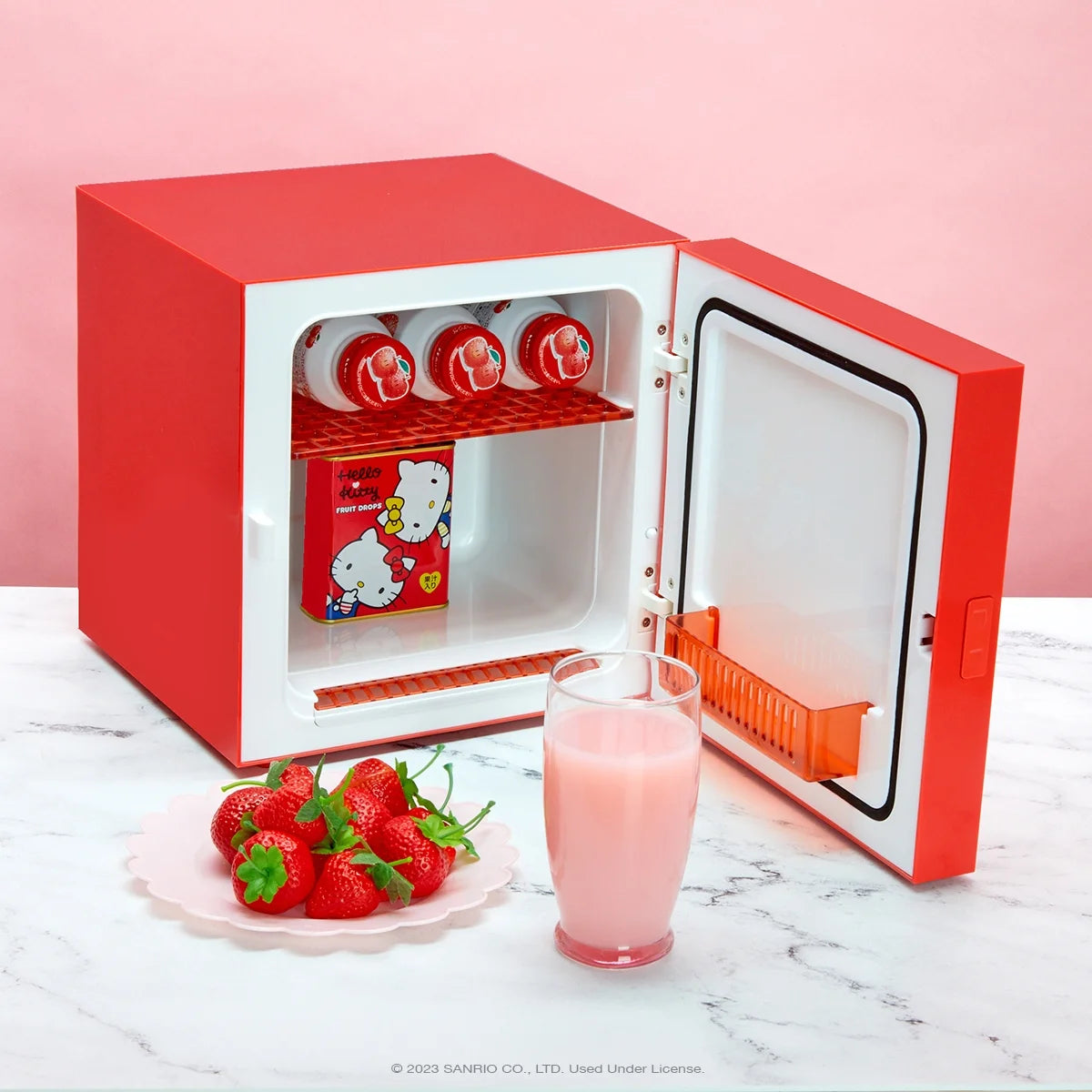Red Cooler Mini Fridge – 6.7L Single Door, Holds up to 9 Cans, AC/DC Powered