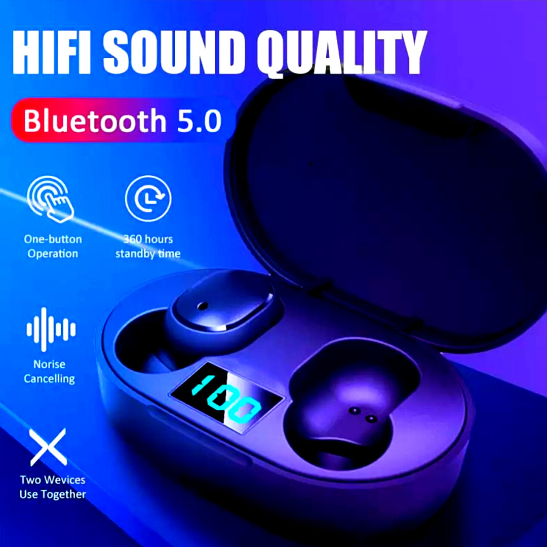 TWS Wireless Bluetooth Earbuds | Waterproof Bluetooth Headset with Noise Cancelling | In-Ear Stereo Sound & Touch Control