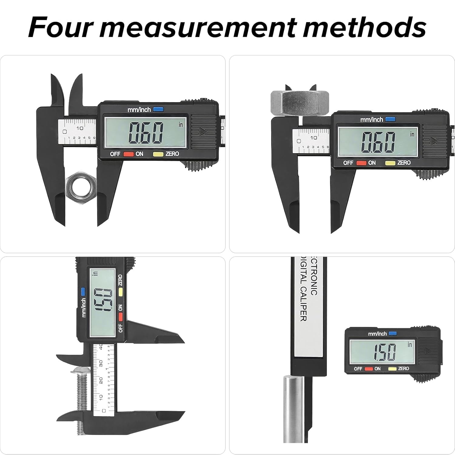 Electronic Digital Caliper – 0-6 Inch/150mm Plastic Vernier Caliper with Inch/MM Conversion, Extra Large LCD Screen & Auto-Off Feature