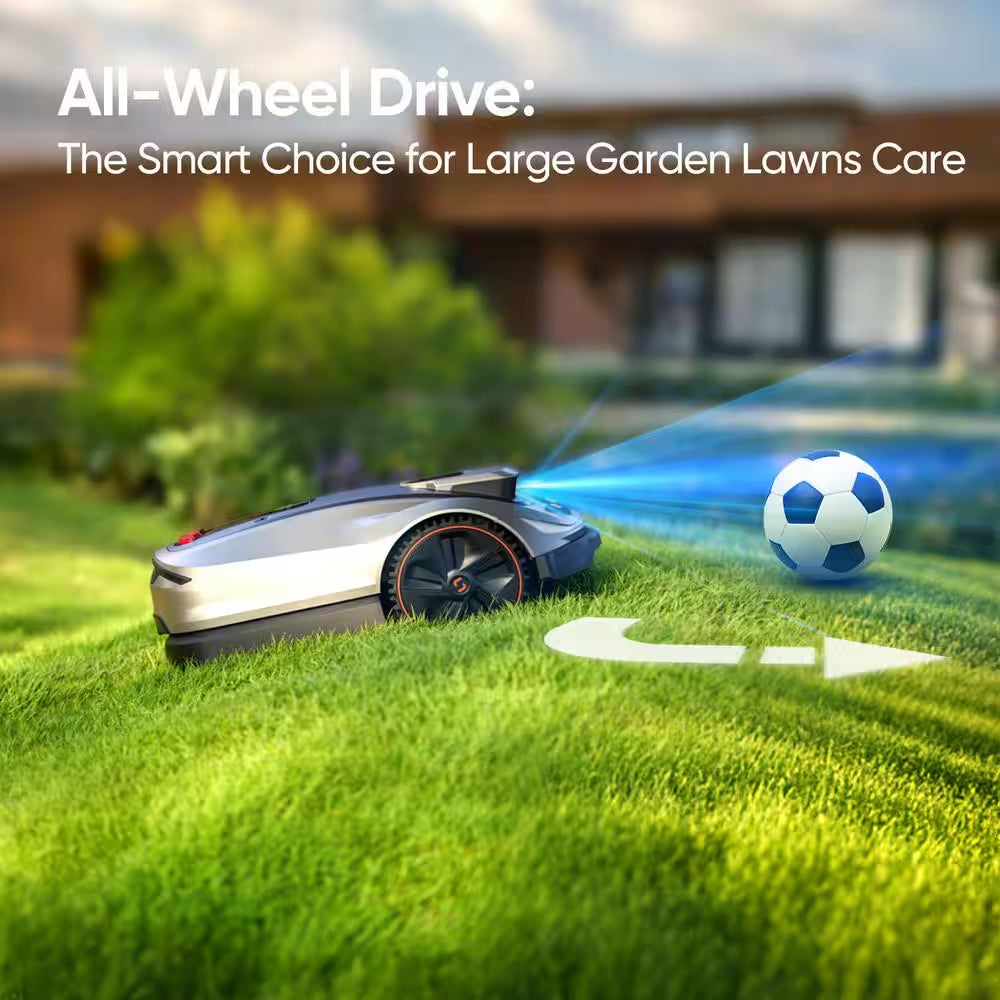 X5 Wireless 8-Inch Robot Lawn Mower | 0.5 Acre / 21,500 Sq. Ft. | All-Wheel Drive, AI Obstacle Avoidance & RTK, App Control