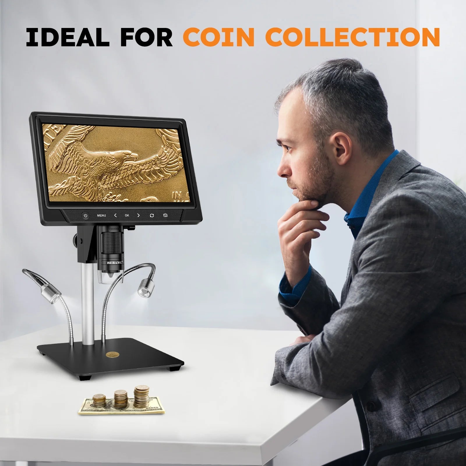 🔬 BEBANG 10.1" LCD Digital Microscope – 1200X Magnification with 12MP Camera, Dual LED Lighting, 1080P Imaging, Remote Control, and 32GB SD Card