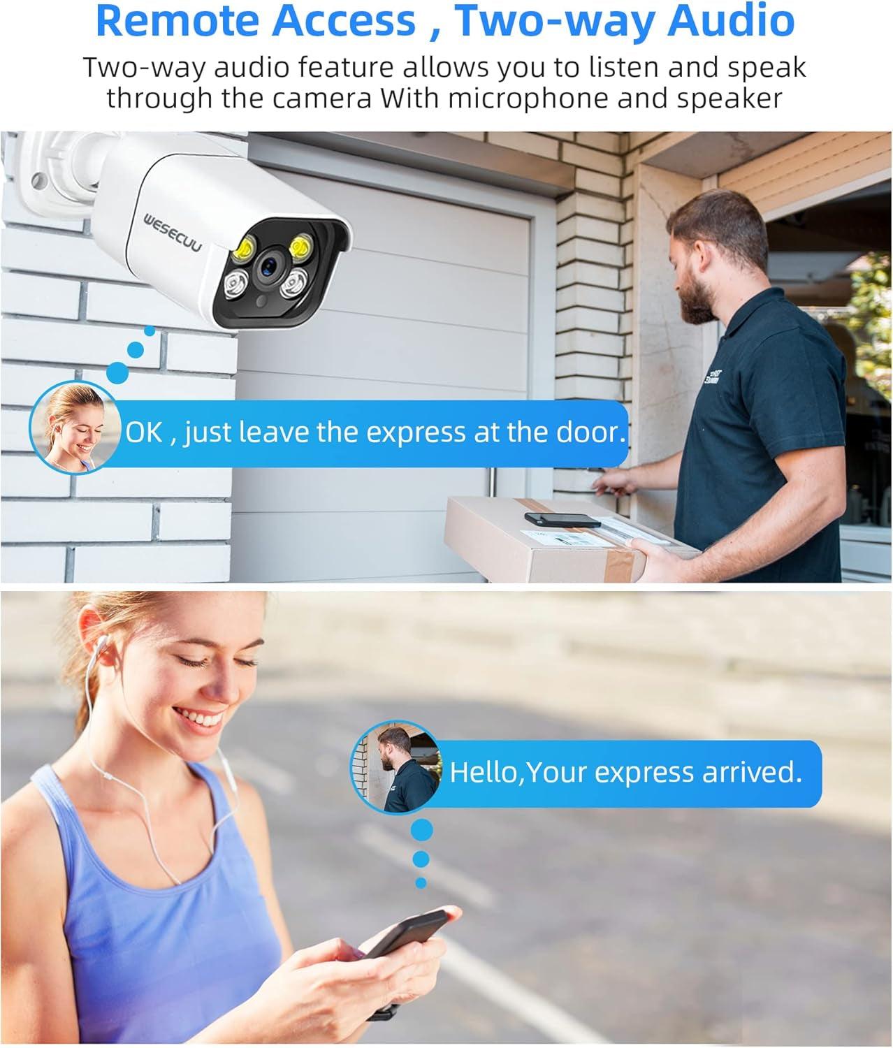PoE 4K IP Camera Security System – 8-Channel NVR with 4 Outdoor Cameras, Two-Way Audio, AI Human Detection, Expandable (8 CAM)