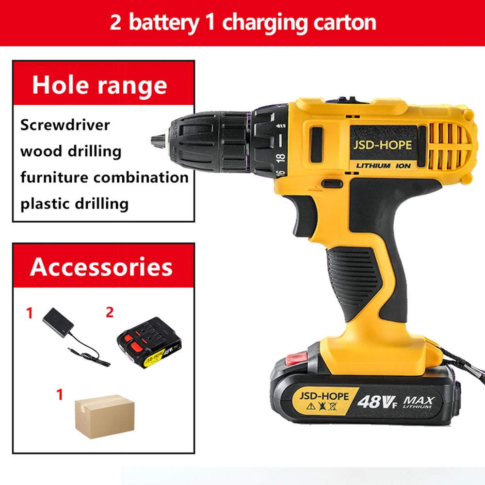 Electric Hand Drill & Hammer Drill — Rechargeable Lithium Battery Powered Handgun Drill