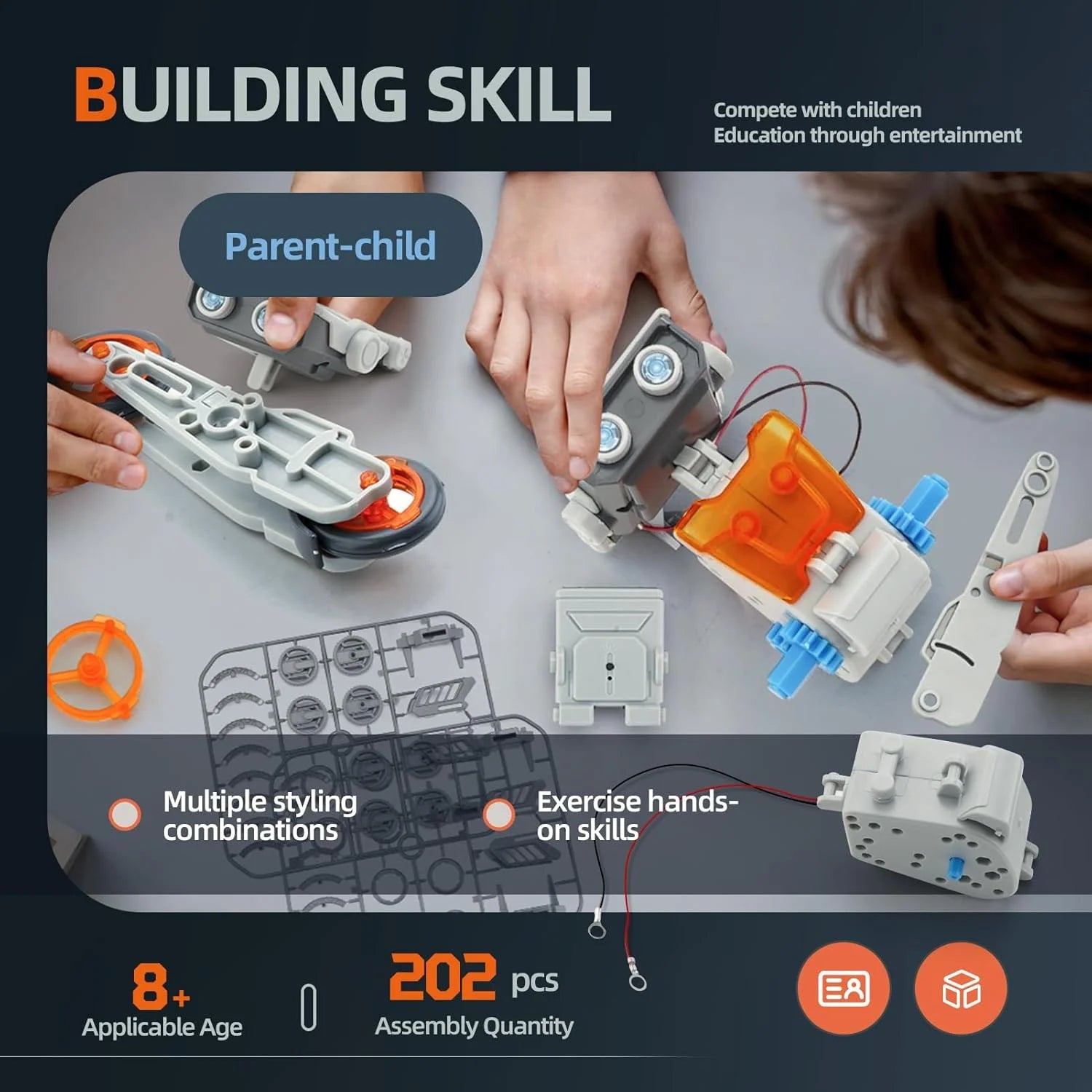 12-In-1 STEM Robot Kit Toys for Kids 8-12 — DIY Building Educational Science Kit