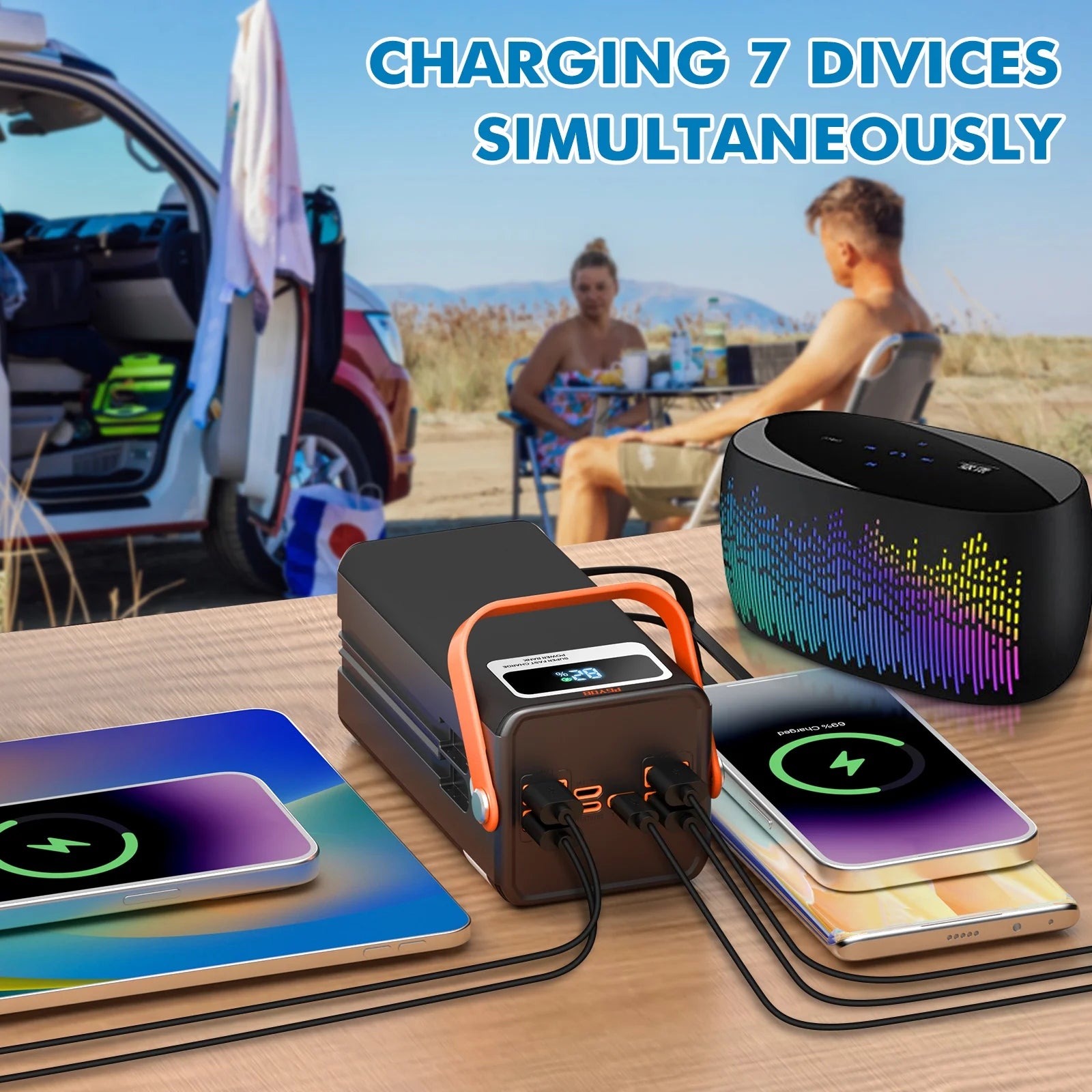 Portable Charger 60000mAh Solar Power Bank 222Wh with SOS Light – 22.5W PD Fast Charging for iPhone & Android | Camping, RV, Home & Emergency Backup