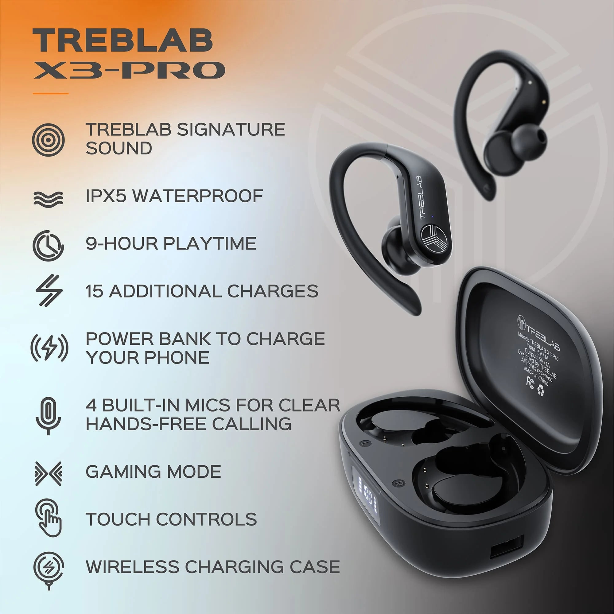 X3-Pro Bluetooth Wireless Earbuds with Portable Charging Case Experience True Wireless Freedom