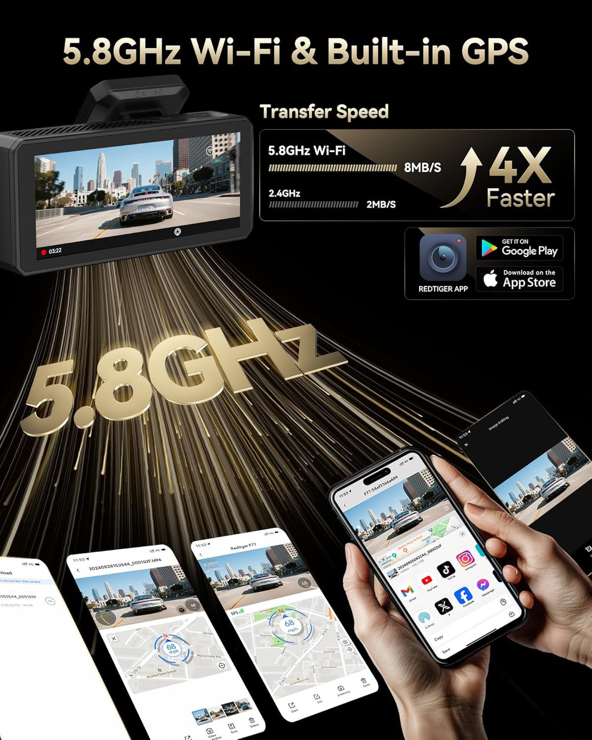 F77 Dual 4K+4K Dash Cam Front & Rear – STARVIS 2 IMX678 HDR, 128GB Built-In Storage, Voice Control & More