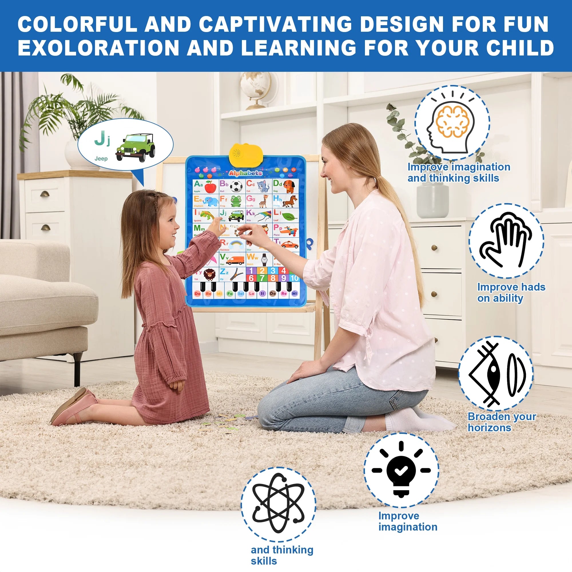 Toddler Learning Toys – Electronic Alphabet Poster & Wall Chart for Ages 2–6, Blue