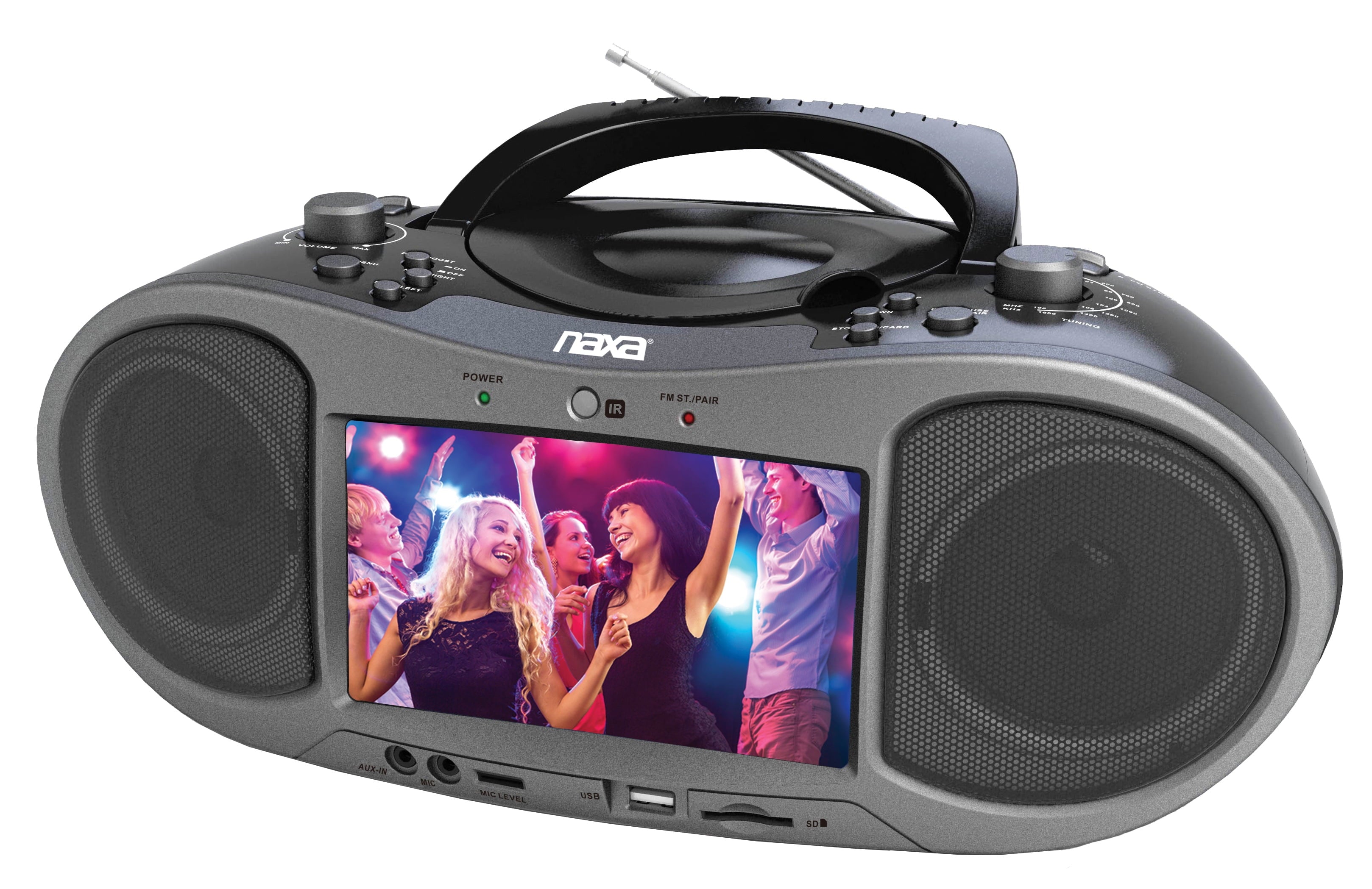 Electronics NDL-256 7-Inch Bluetooth DVD Boombox – Portable Media Player with Screen, FM Radio & USB Playback