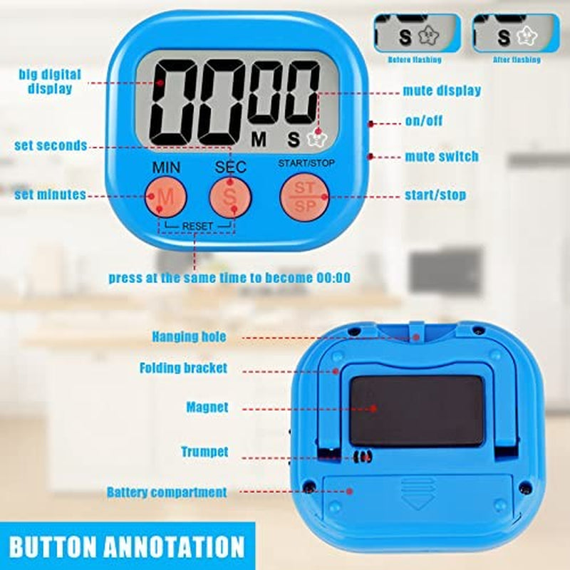6-Pack Multi-Function Electronic Timer – Magnetic Digital Timers with Large LCD Display