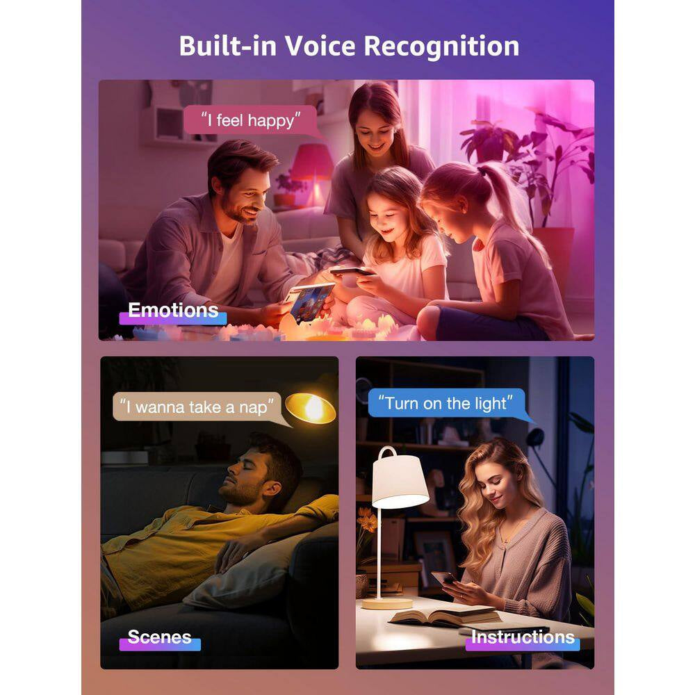 60-Watt Equivalent AI Smart BR30 Color Changing Flood LED Light Bulb with Voice Control (4-Pack)