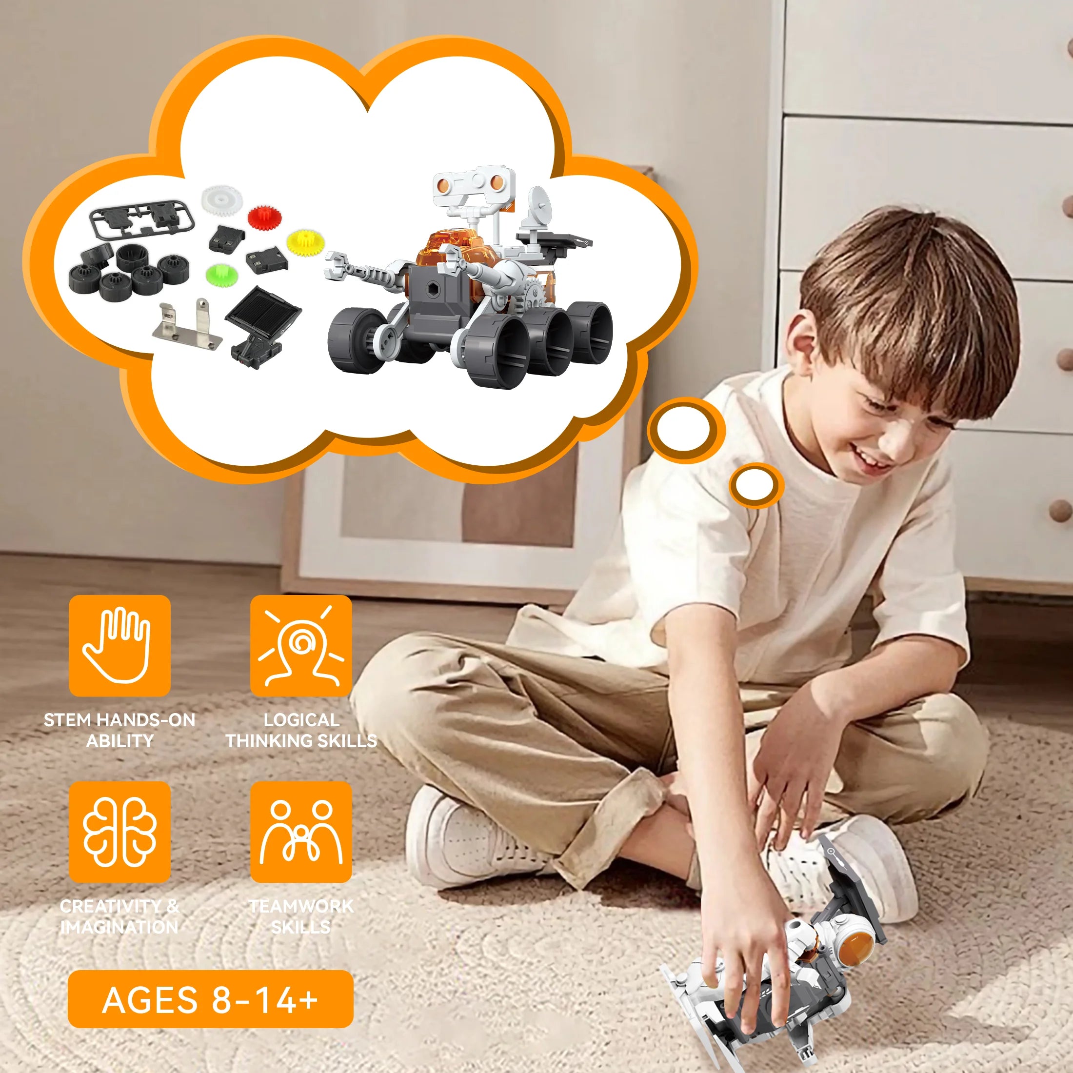 4-in-1 Building Science STEM Kit – Solar Robot Toys for Kids, DIY STEM Projects, Educational Space Toy for Ages 8–16