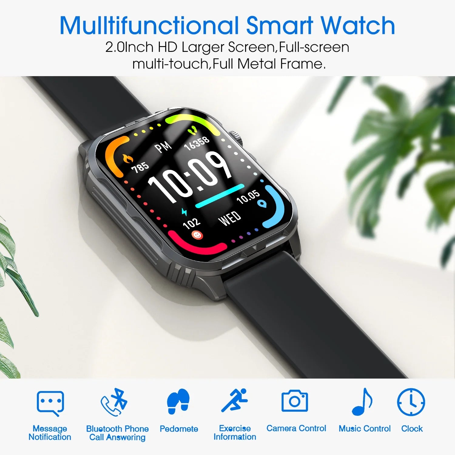 H5 Advanced Smart Watch with Bluetooth Call & Message Notifications – IP68 Waterproof, 100 Sports Modes, Compatible with iOS & Android